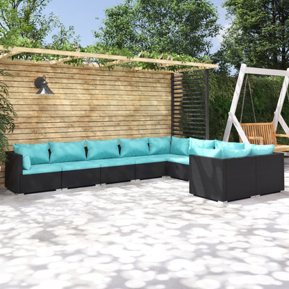 9-Delige Loungeset Met Kussens Poly Rattan 1