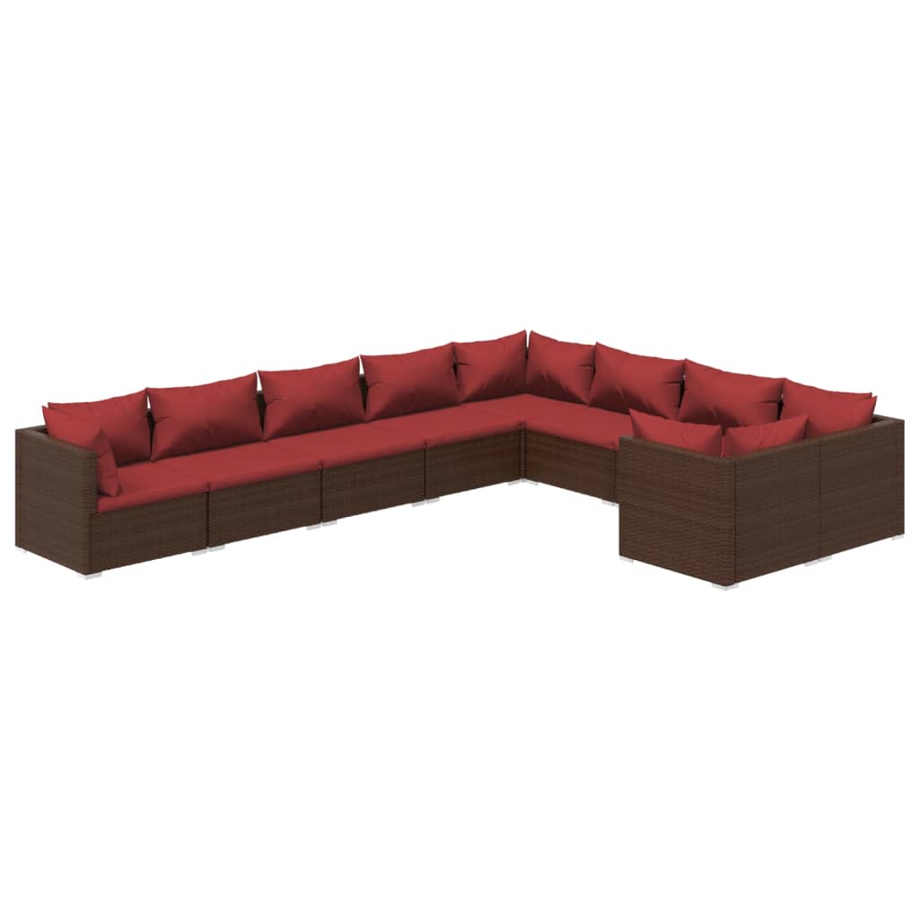 9-Delige Loungeset Met Kussens Poly Rattan 1