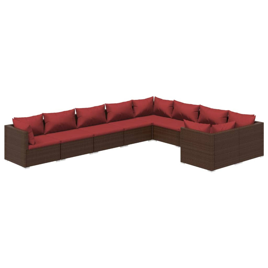 9-Delige Loungeset Met Kussens Poly Rattan 1