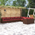 9-delige Loungeset met kussens poly rattan 4x hoek + 5x midden