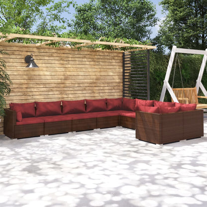 9-Delige Loungeset Met Kussens Poly Rattan 1