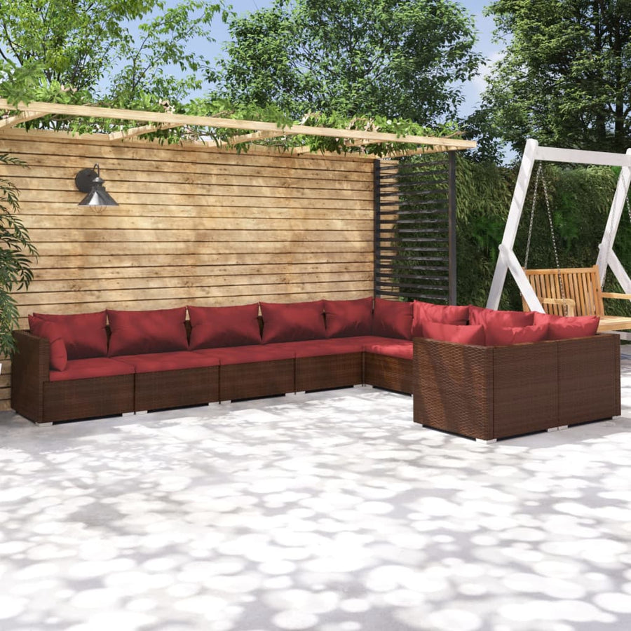 9-Delige Loungeset Met Kussens Poly Rattan 1