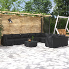 0-delige Loungeset met kussens poly rattan 4x hoek + 5x midden + Tafel