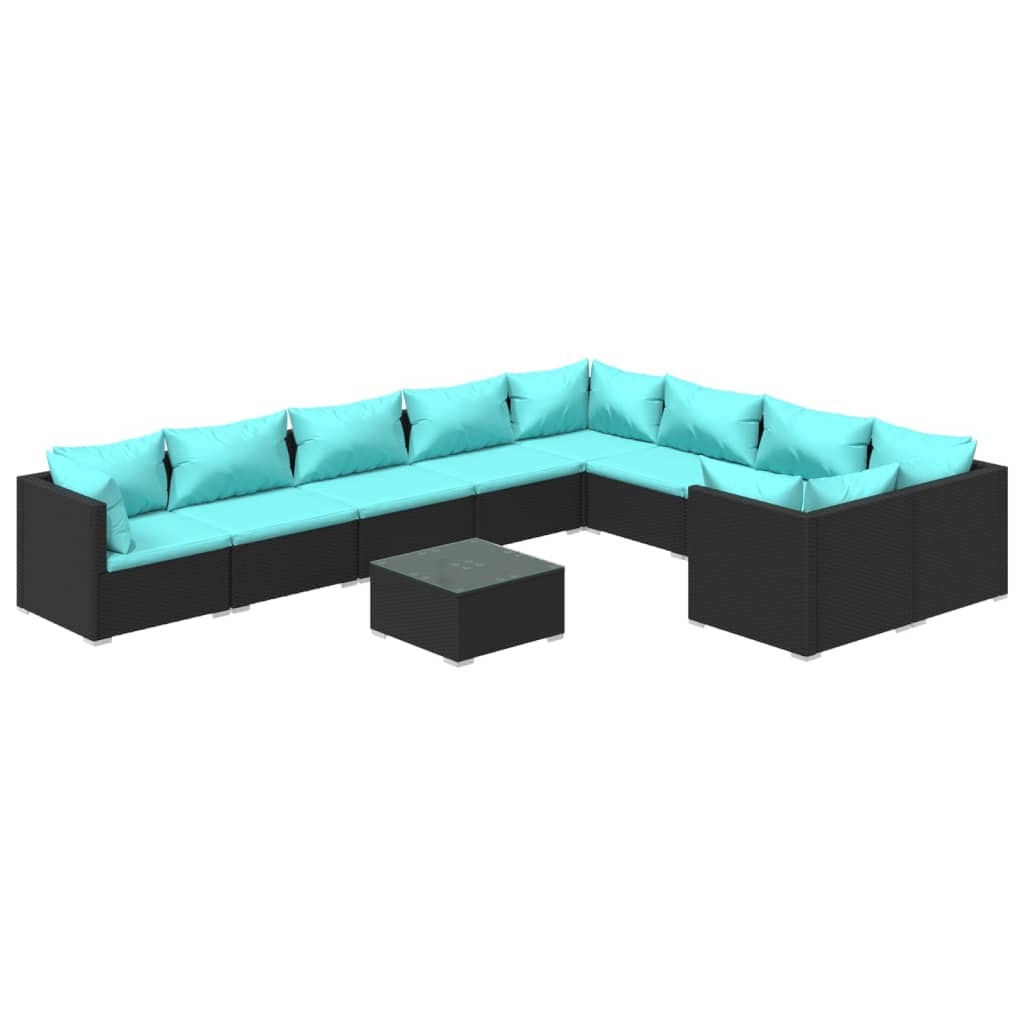 10-Delige Loungeset Met Kussens Poly Rattan 1