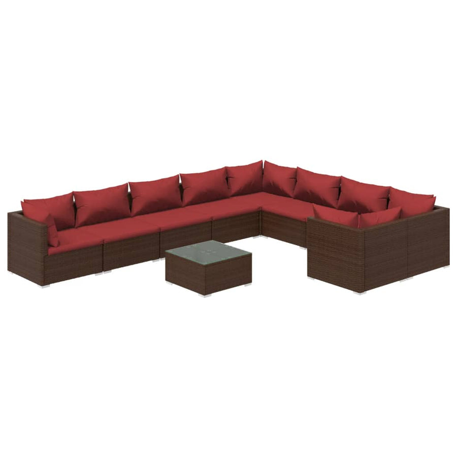 10-Delige Loungeset Met Kussens Poly Rattan 1