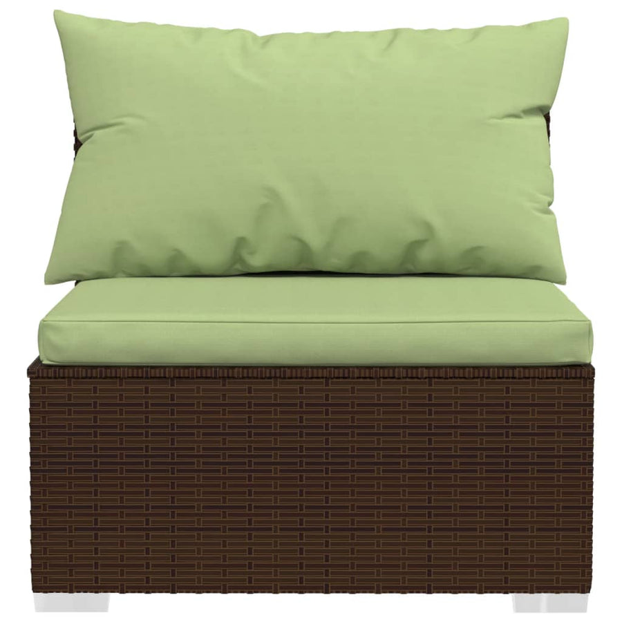 10-delige Loungeset met kussens poly rattan bruin