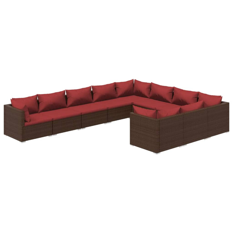 10-Delige Loungeset Met Kussens Poly Rattan 1
