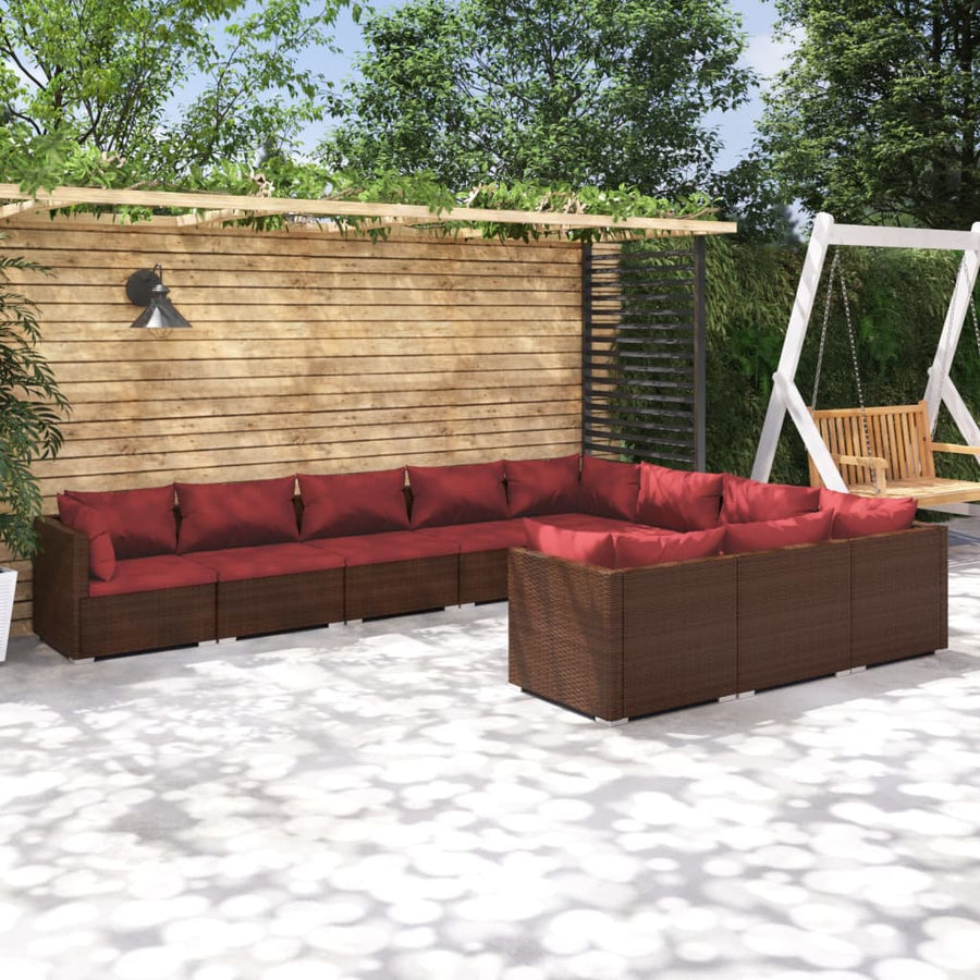 10-Delige Loungeset Met Kussens Poly Rattan 1