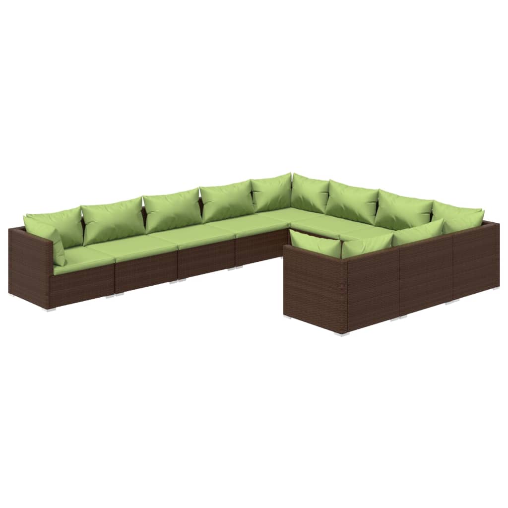 10-Delige Loungeset Met Kussens Poly Rattan 1
