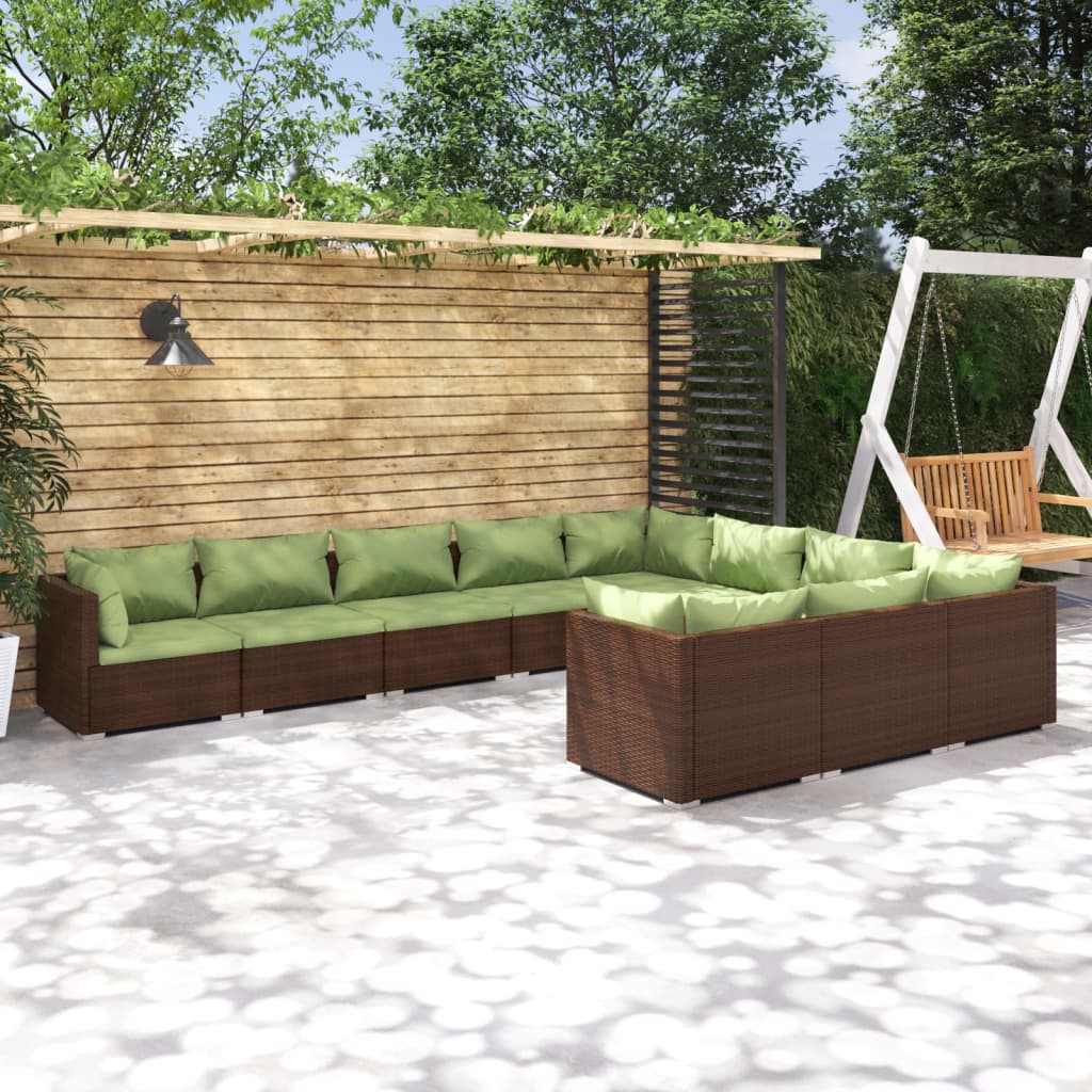10-Delige Loungeset Met Kussens Poly Rattan 1