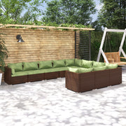 Loungeset 10-delig poly rattan bruin