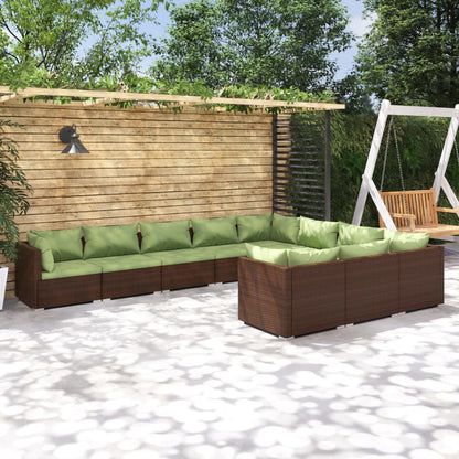 10-Delige Loungeset Met Kussens Poly Rattan 1