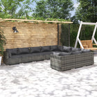 0-Delige Loungeset Met Kussens Poly Rattan Grijs En Antraciet 4x hoek + 6x midden