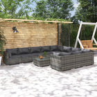 -Delige Loungeset Met Kussens Poly Rattan Grijs En Antraciet 4x hoek + 6x midden + Tafel