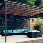 0-Delige Loungeset Met Kussens Poly Rattan Zwart En Blauw 6x midden + 4x hoek