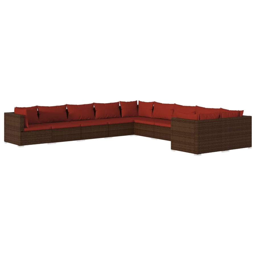 10-Delige Loungeset Met Kussens Poly Rattan 1