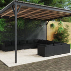 11-delige Loungeset met kussens poly rattan zwart 4x hoek + 7x midden