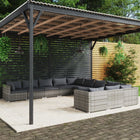 -Delige Loungeset Met Kussens Poly Rattan Grijs En Antraciet 4x hoek + 7x midden