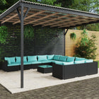 12-piece lounge set with cushions poly rattan black