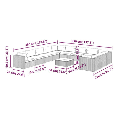 12-Delige Loungeset Met Kussens Poly Rattan 1