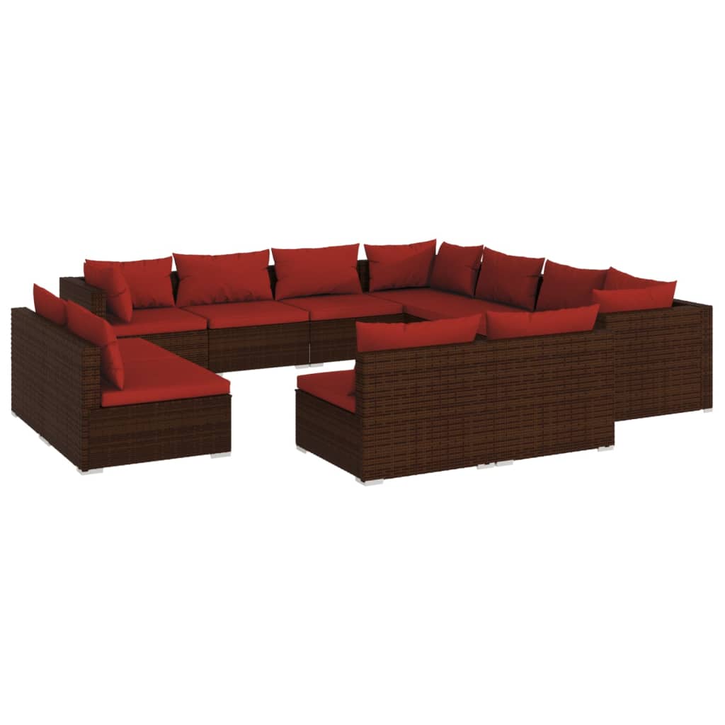 1 Loungeset Met Kussens Poly Rattan 1