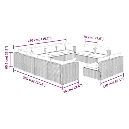 1 Loungeset Met Kussens Poly Rattan 1