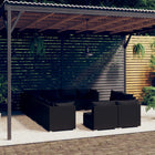 2-Delige Loungeset Met Kussens Poly Rattan Zwart 3x hoek + 9x midden