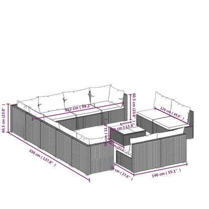 13-Delige Loungeset Met Kussens Poly Rattan 1