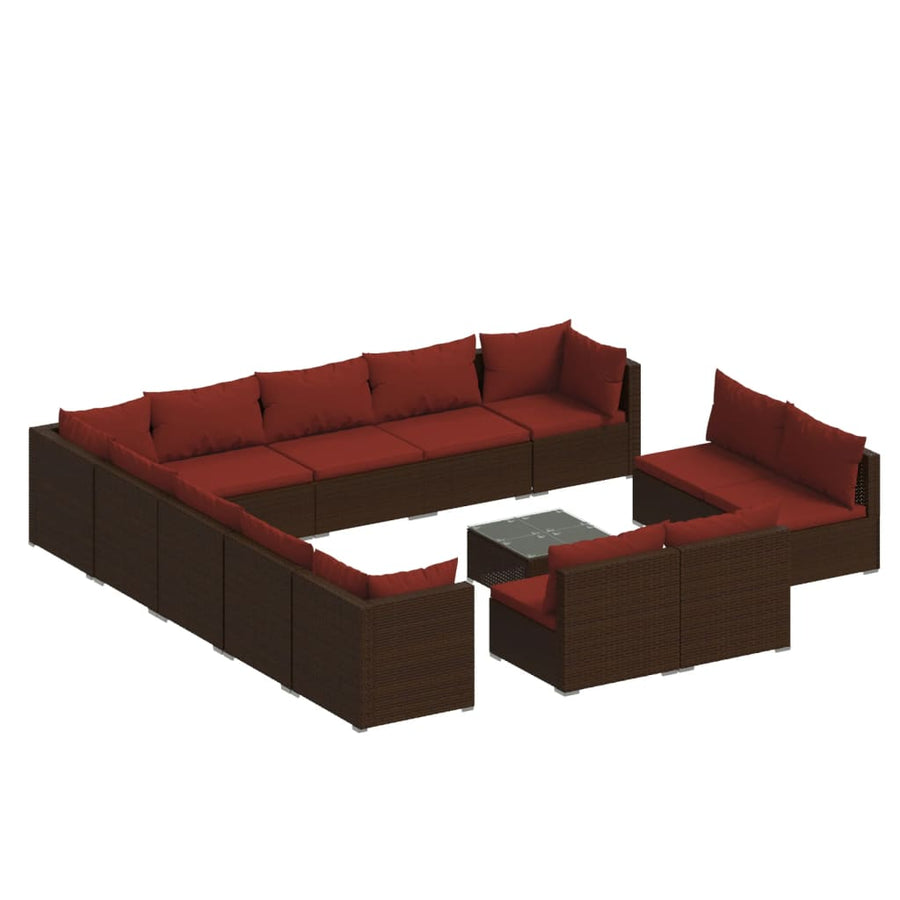 14-Delige Loungeset Met Kussens Poly Rattan 1