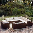 -Delige Loungeset Met Kussens Poly Rattan Bruin en wit 7x hoek + 4x midden