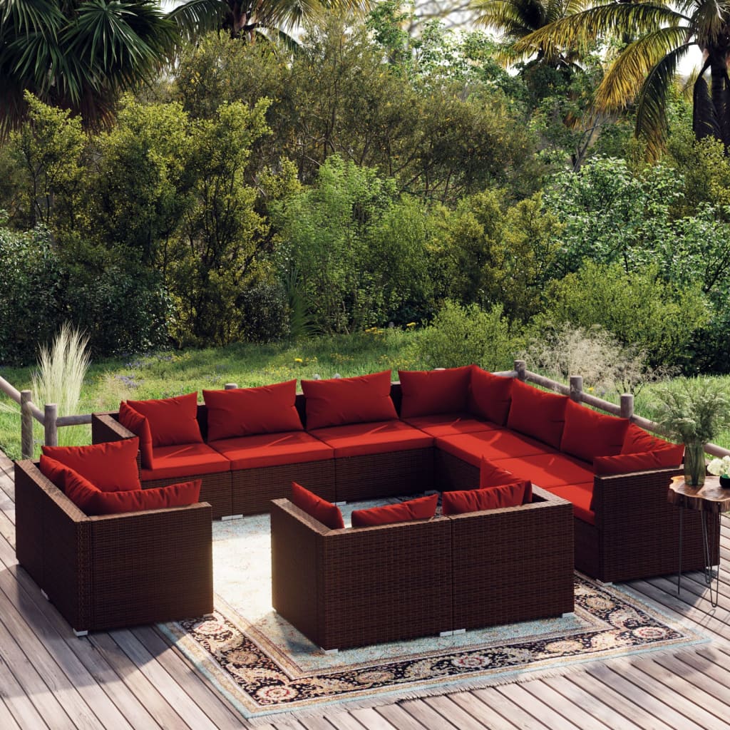 1 Loungeset Met Kussens Poly Rattan 1