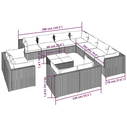 12-Delige Loungeset Met Kussens Poly Rattan 1