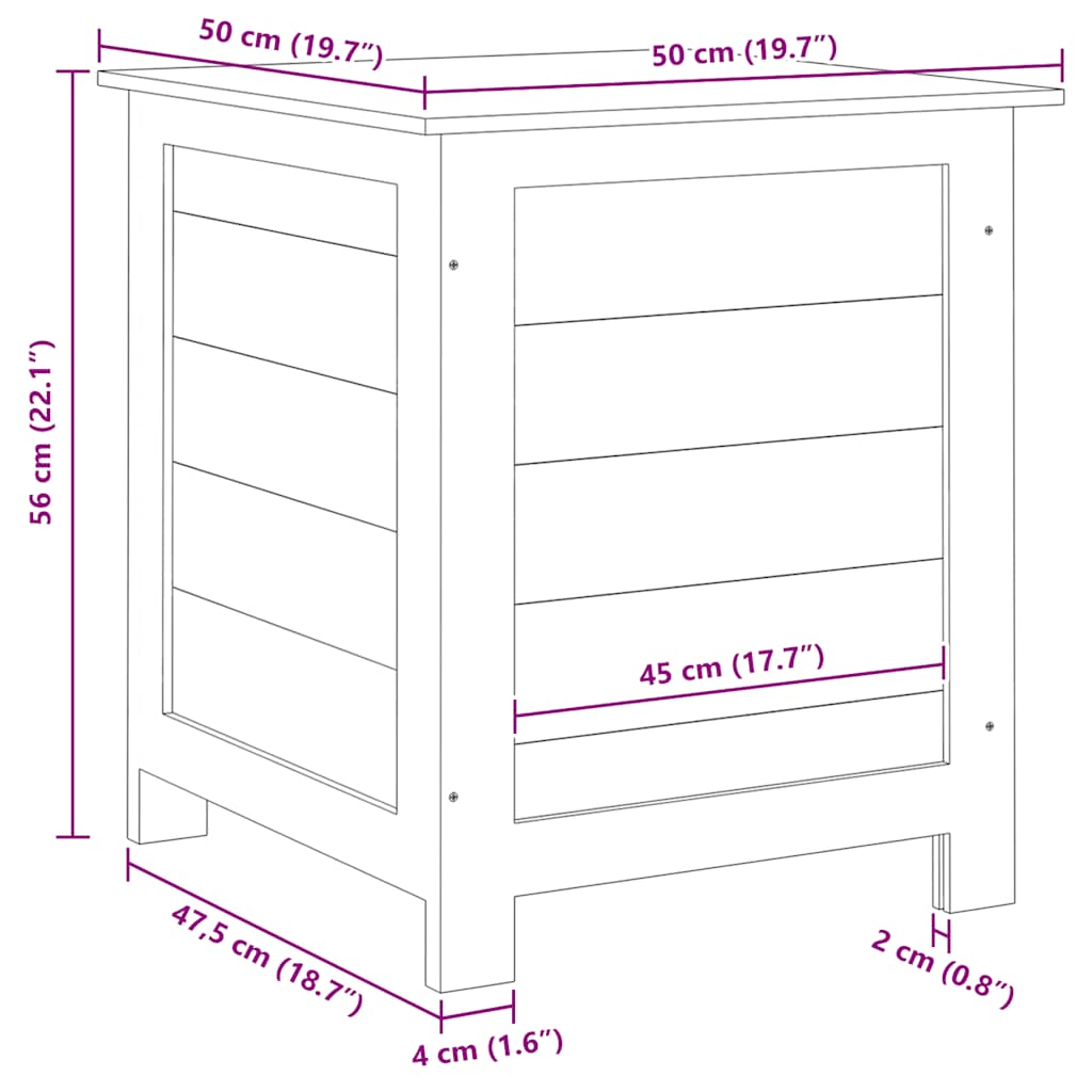 Kussenbox 50x50x56 cm massief vurenhout