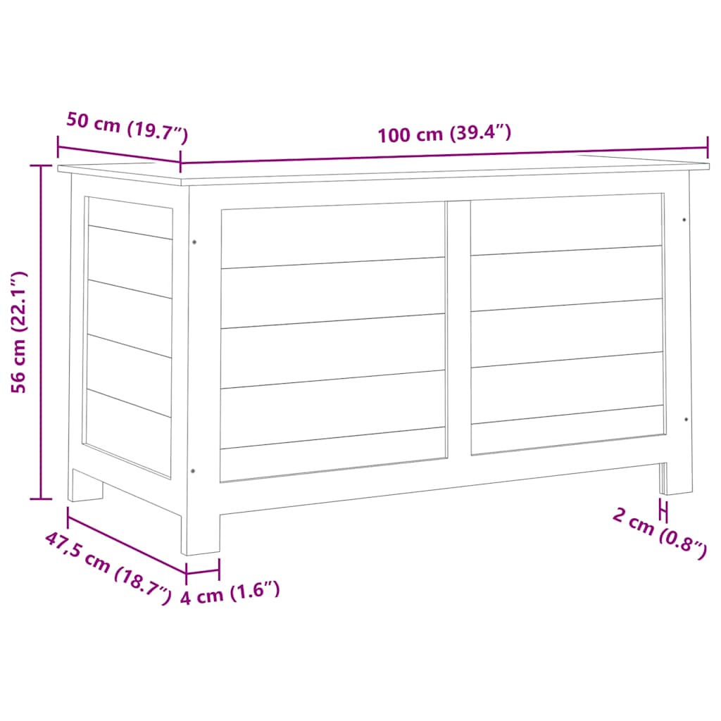 Kussenbox Massief Vurenhout 100 x 50 x 56 cm