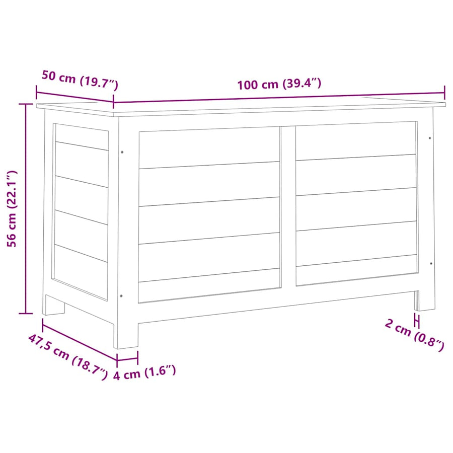 Kussenbox Massief Vurenhout 100 x 50 x 56 cm
