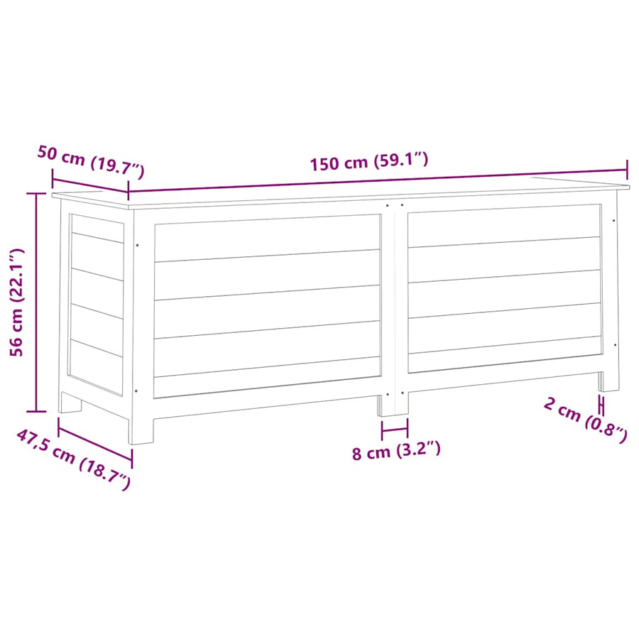 Kussenbox Massief Vurenhout Kleurig 150 x 50 x 56 cm
