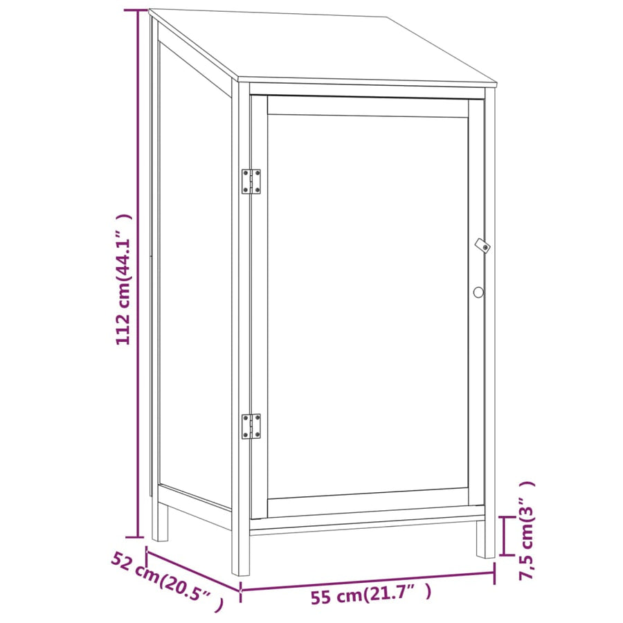 Tuinschuur 55x52x112 cm massief vurenhout wit 55 x 52 x 112 cm Wit