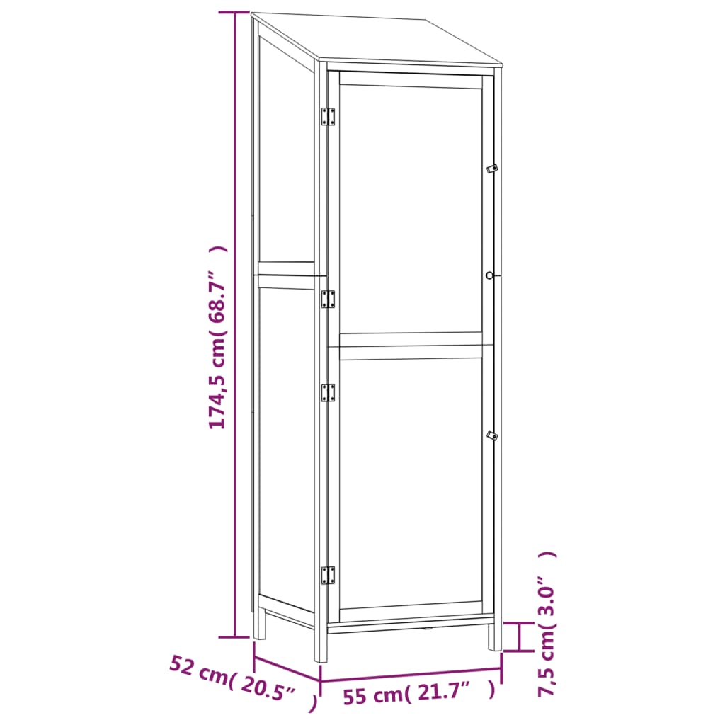 Tuinschuur 55X52X174,5 Cm Massief Vurenhout Kleurig 55 x 52 x 174.5 cm Antraciet