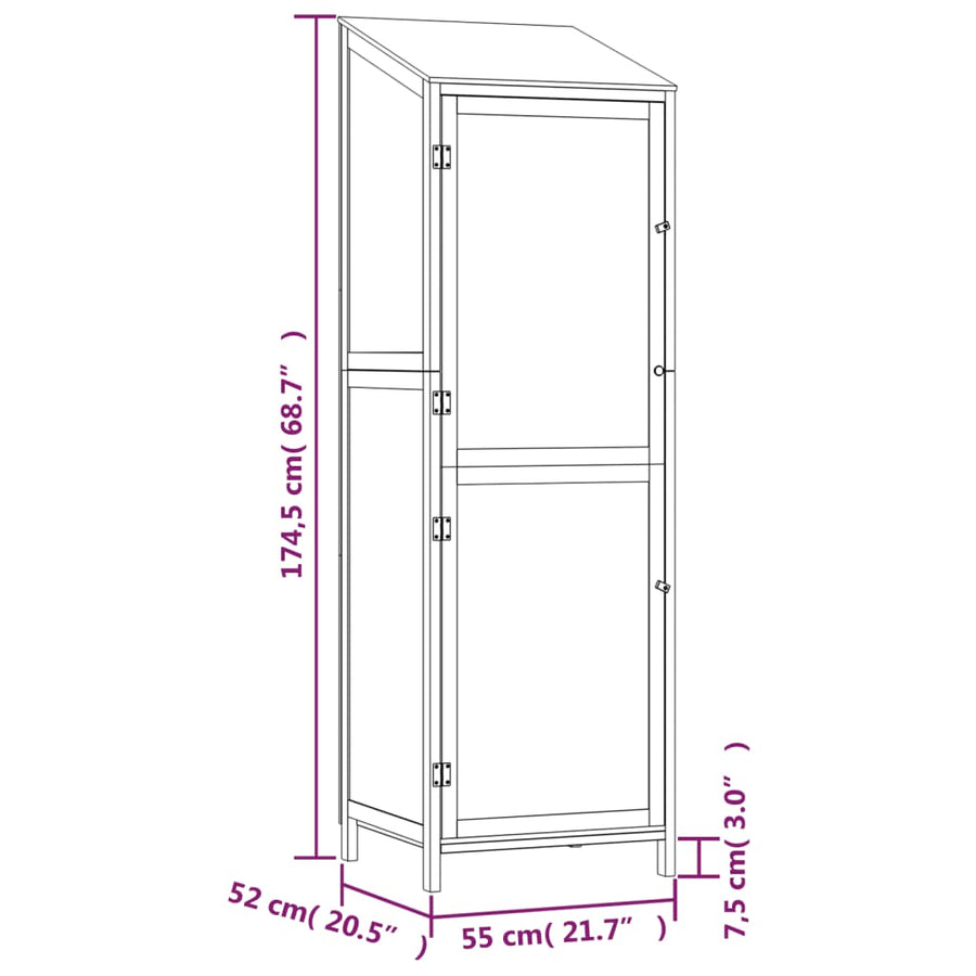 Tuinschuur 55X52X174,5 Cm Massief Vurenhout Kleurig 55 x 52 x 174.5 cm Antraciet