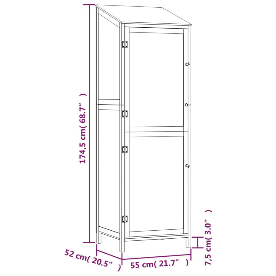 Tuinschuur 55X52X174,5 Cm Massief Vurenhout 55 x 52 x 174.5 cm Bruin