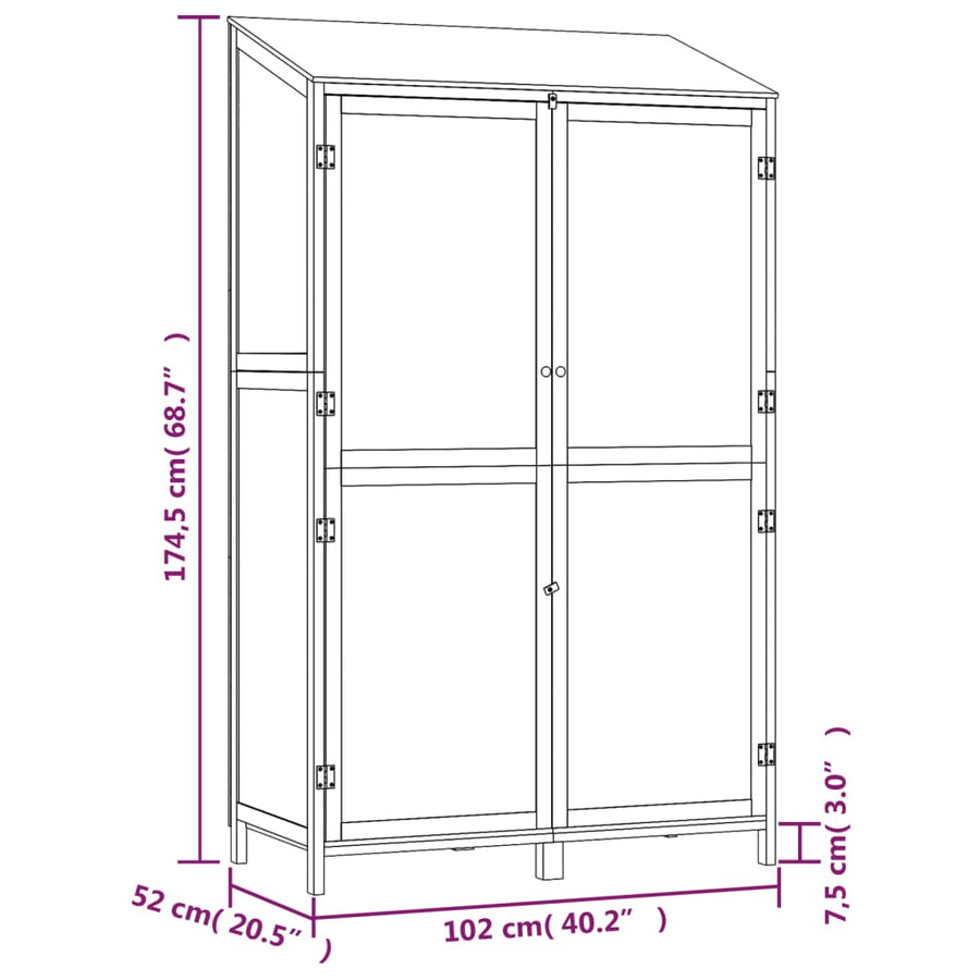 Tuinschuur 102X52X174,5 Cm Massief Vurenhout 102 x 52 x 174.5 cm Wit