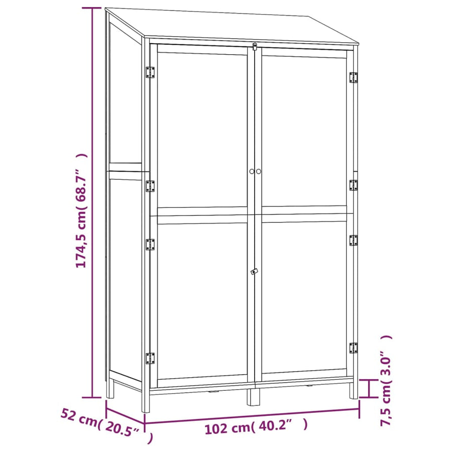 Tuinschuur 102X52X174,5 Cm Massief Vurenhout 102 x 52 x 174.5 cm Bruin
