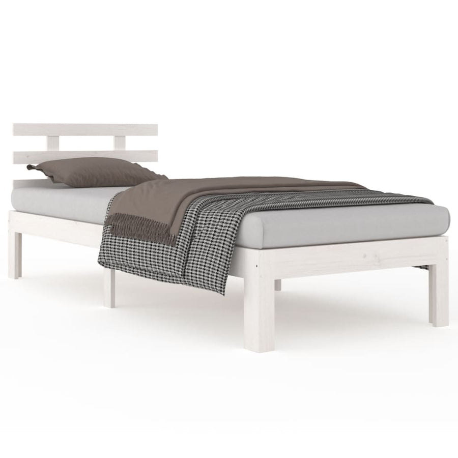 Bedframe Massief Hout 75 x 190 cm Wit