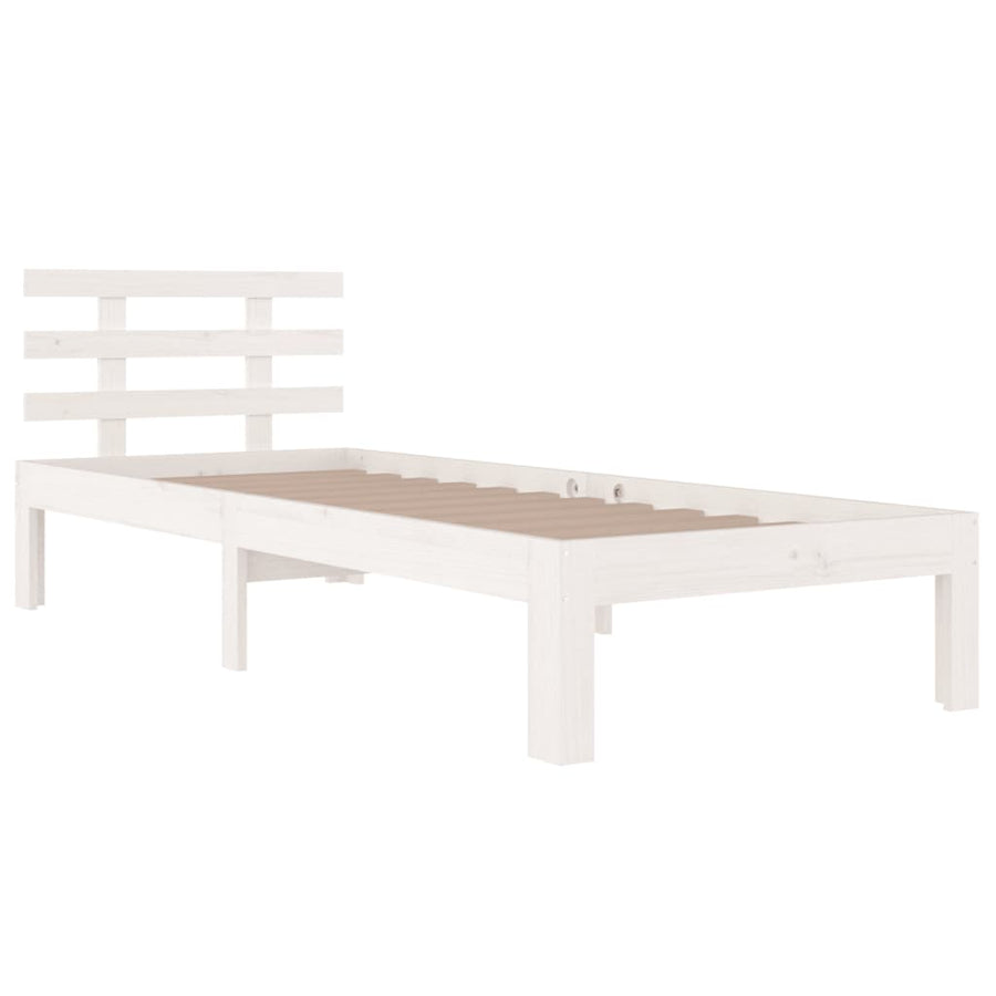Bedframe Massief Hout 75 x 190 cm Wit