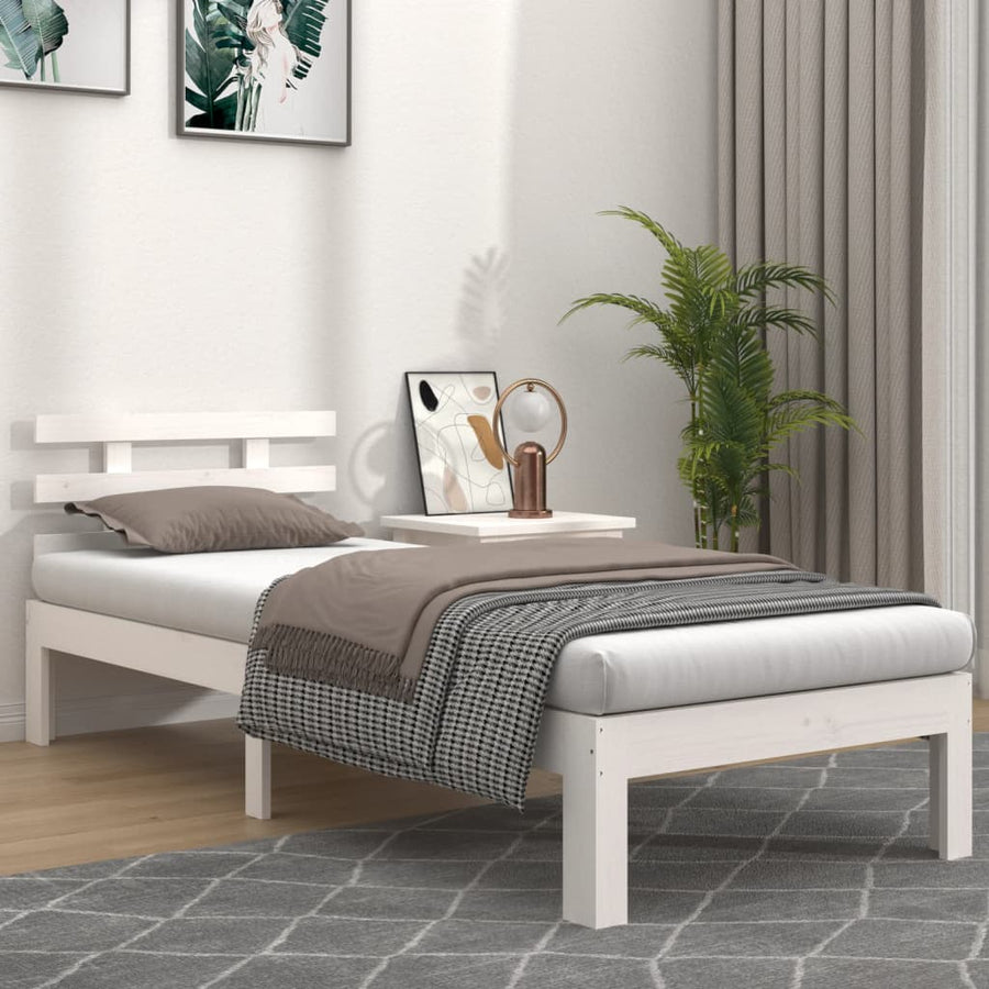 Bedframe Massief Hout 75 x 190 cm Wit