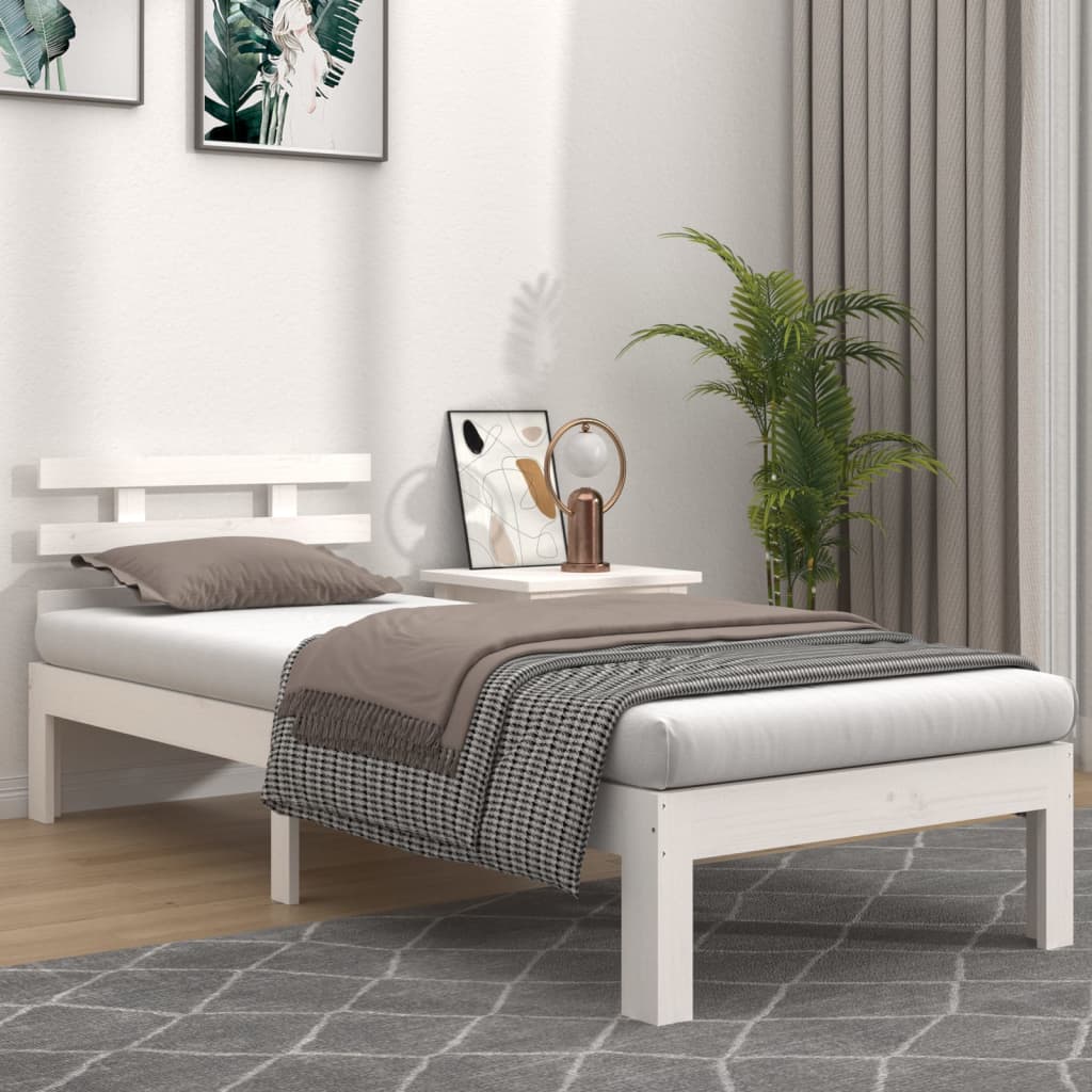 Bedframe Massief Hout 90 x 190 cm Wit