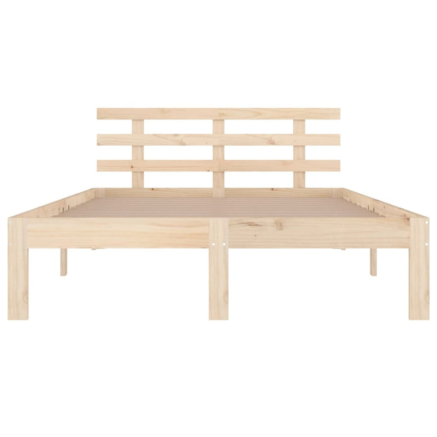 Bedframe Massief Hout Double 135 x 190 cm Naturel