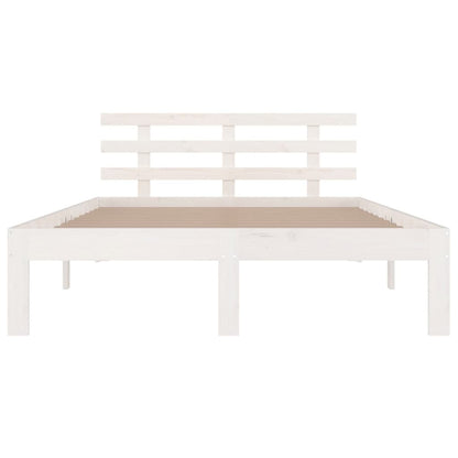 Bedframe Massief Hout Double 135 x 190 cm Wit