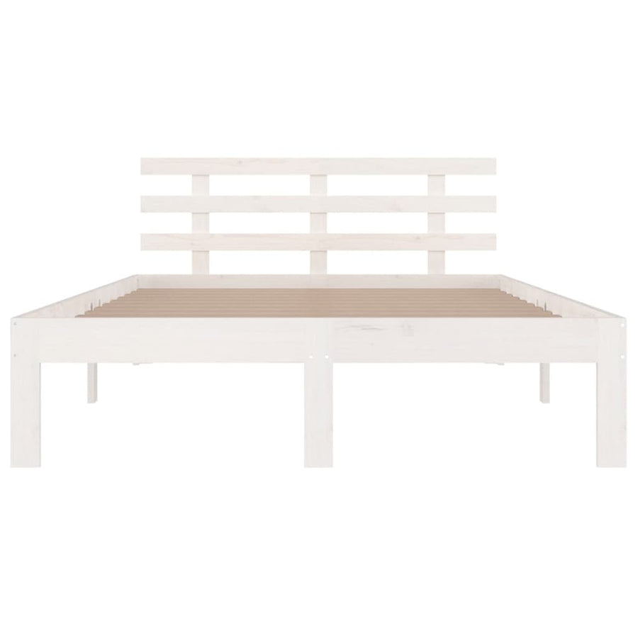 Bedframe Massief Hout Double 135 x 190 cm Wit