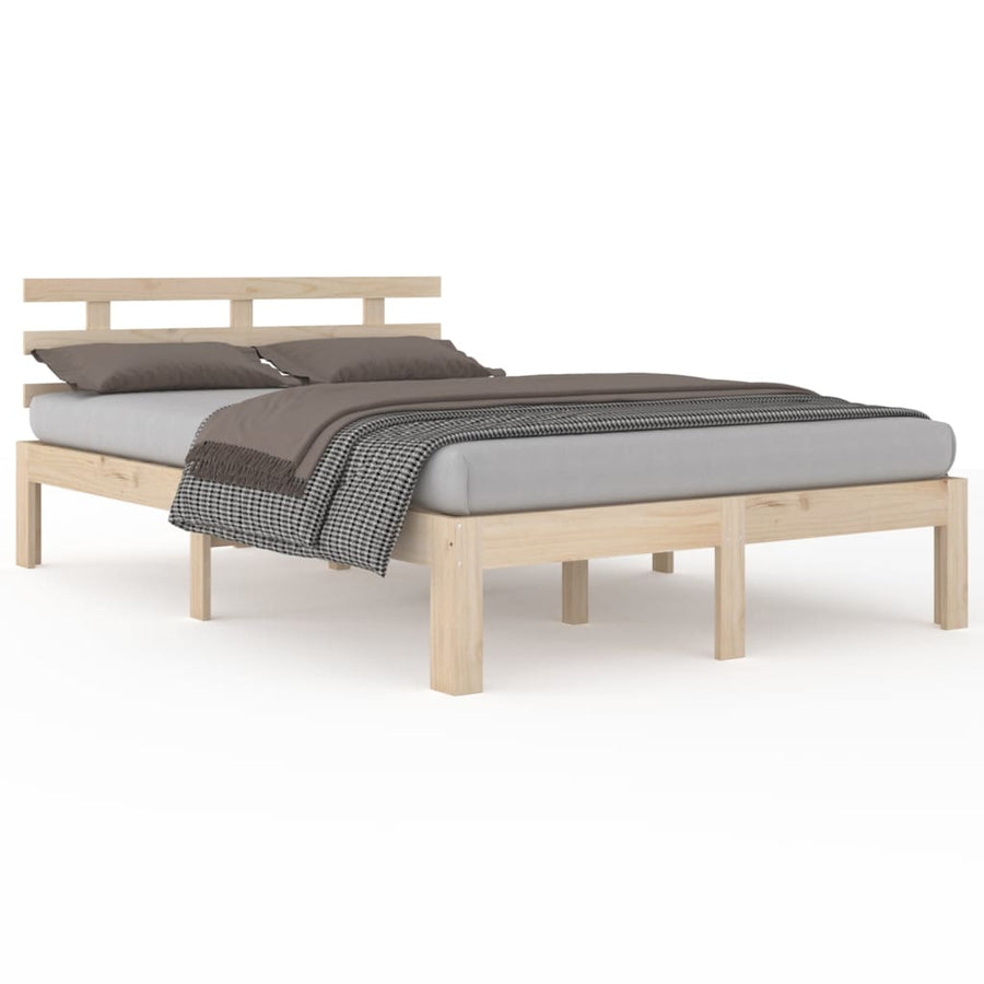 Bedframe Massief Hout 140 x 190 cm Naturel
